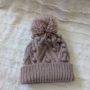 LC Lauren Conrad Pink Cable Knit Pom-Pom Hat